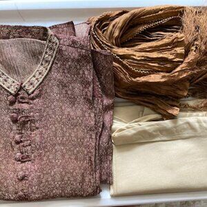 Maroon and gold sherwani set